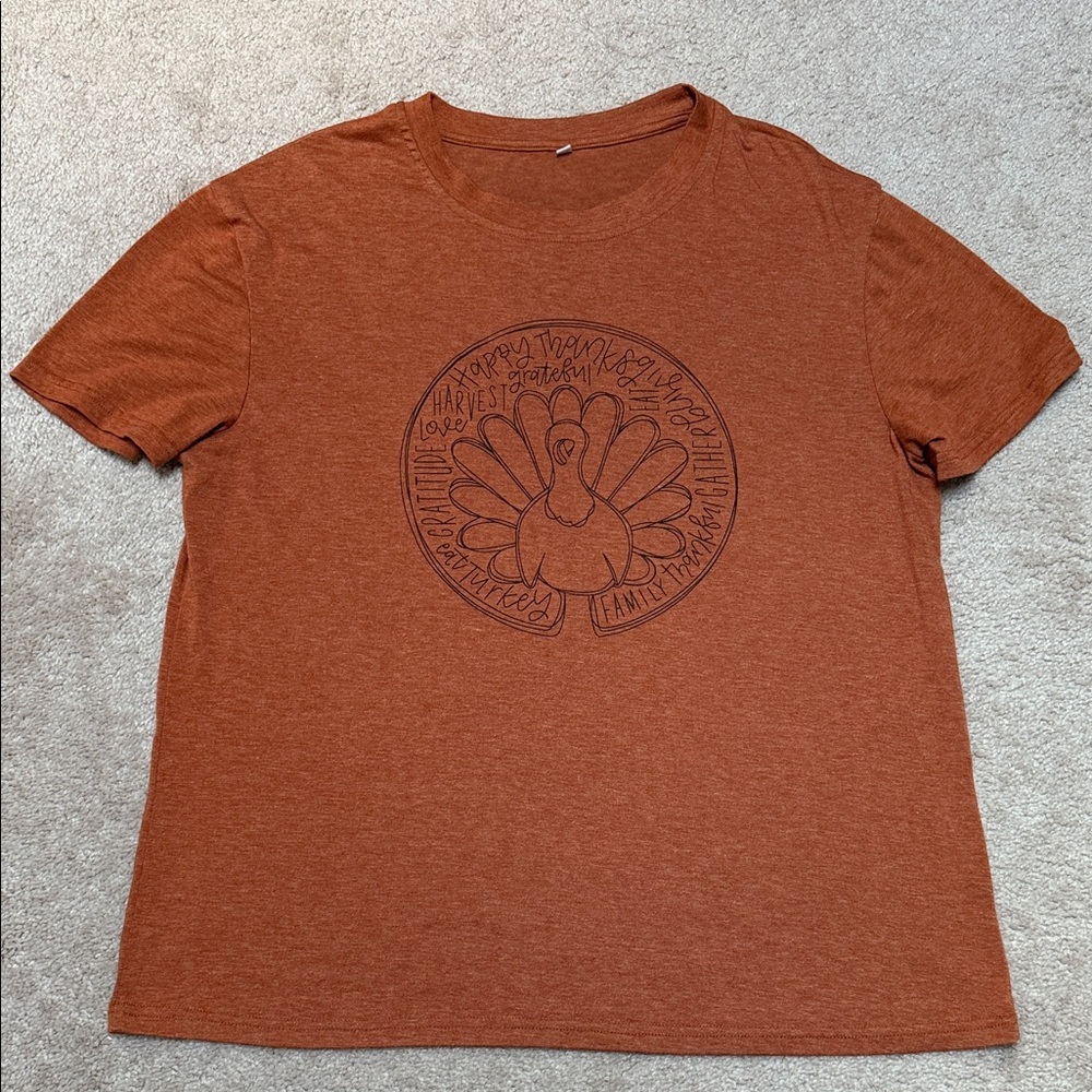 XL Woman’s Thanksgiving Tshirt Rust Orange